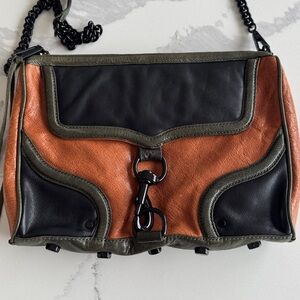 Rebecca Minkoff M.A.C. Bombe leather crossbody chain shoulder bag 
olive green